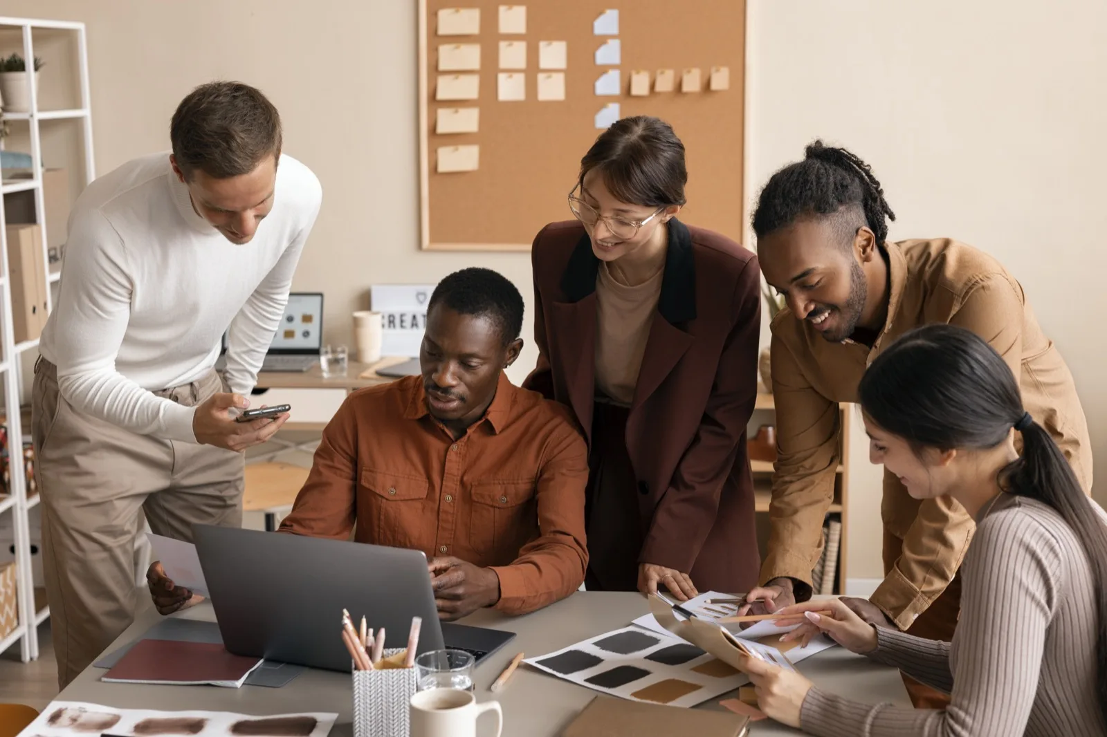 Diverse team in creative brainstorming session